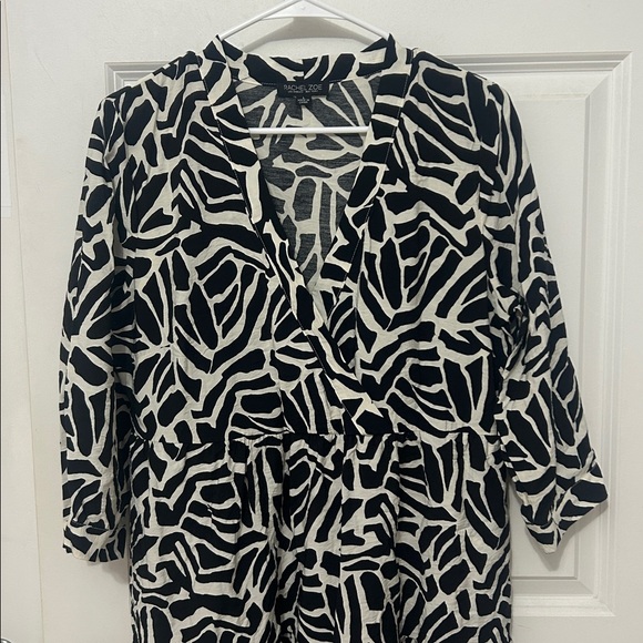 Rachel Zoe Zebra Patterned Dress size large black white baby doll dress - Picture 5 of 6